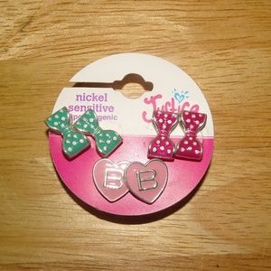 Justice Brand Letter B & Bow Pierced Earrings